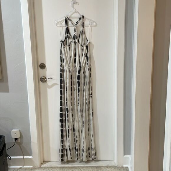 CYNTHIA ROWLEY  white grey tie dye halter maxi dress small - Picture 6 of 8